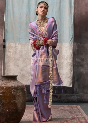 Soft kanchipuram silk saree with zari weaving work - 54713