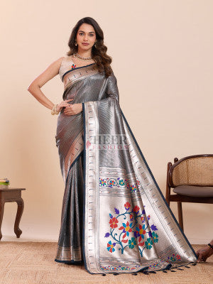 Soft paithani silk saree with zari weaving work - 58353