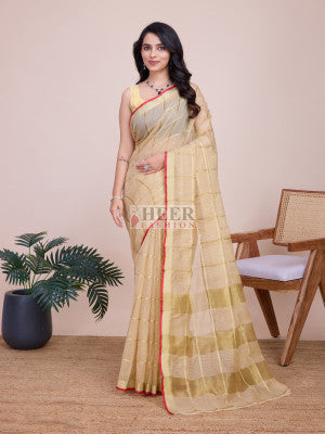 Kota doriya saree with zari weaving work - 36436