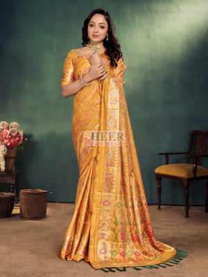 Ikkat patola silk saree with zari weaving work - 41427