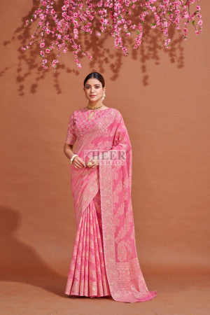 Soft cotton saree with lucknowi work - 17607