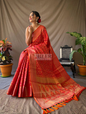 Patola silk saree with zari weaving work - 15062