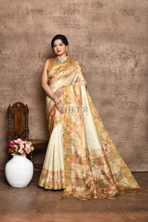 Tussar silk saree with digital printed work - 30030