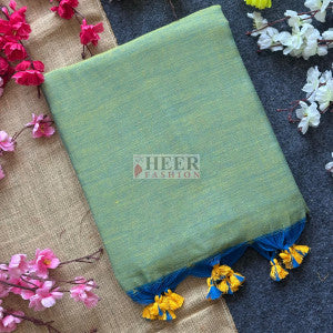 Khadi cotton saree with fancy tassel work - 47371