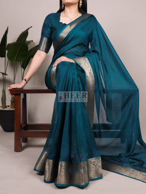 Soft mass mello silk saree with printed work and zari weaving border - 52839