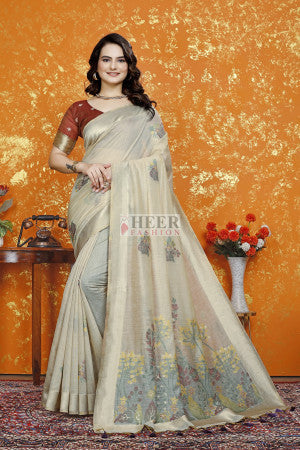Floral weaving premium muga silk saree - 40189