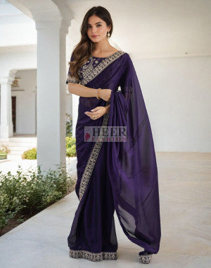 Fancy rangoli silk saree coding sequence work and multi lace border - 50591